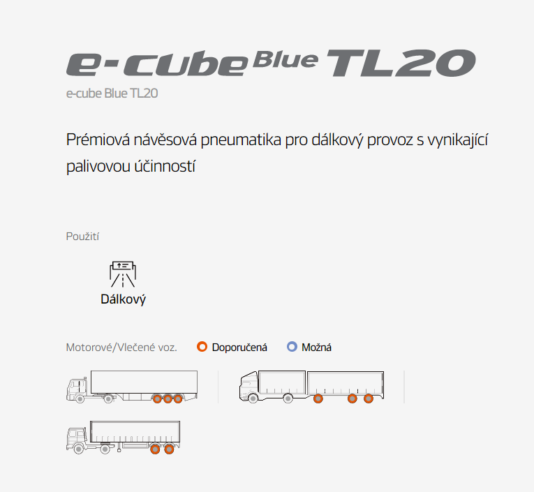 Nákladní pneumatika Hankook e-cube Blue TL20 - použití
