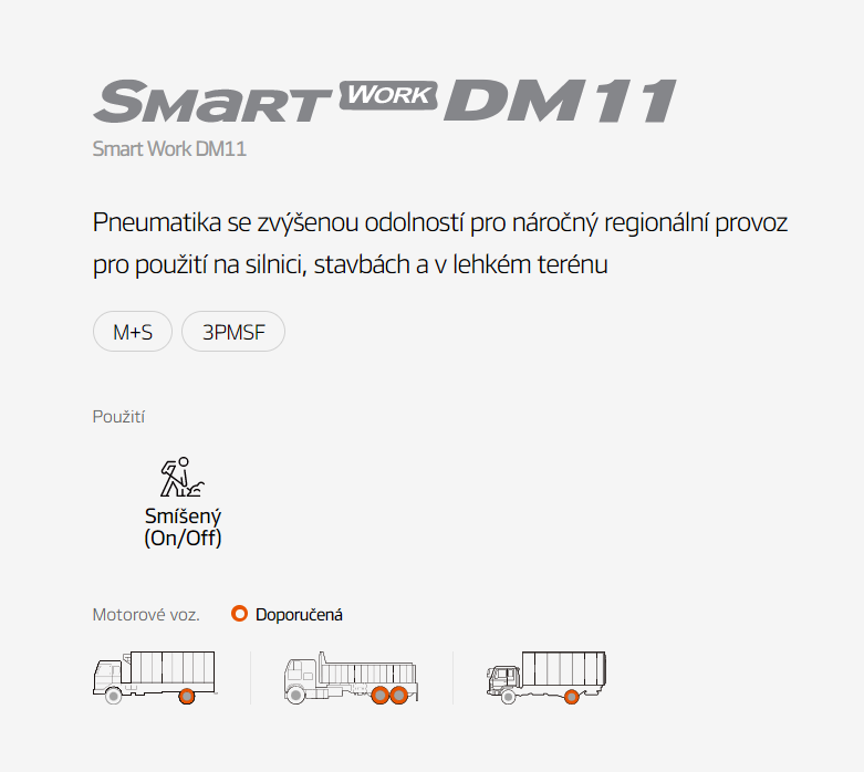 Nákladní pneumatika Hankook Smart Work DM11 - použití